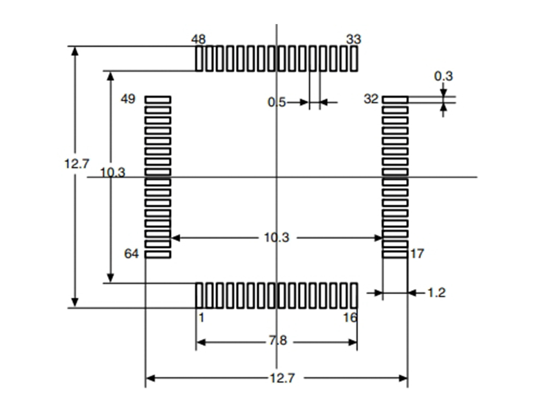 STM32F103RBT6 footprint